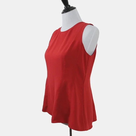 Ann Taylor Size 6 Seamed Shell High Low Top Orange 'Blazing Red' - Picture 1 of 11